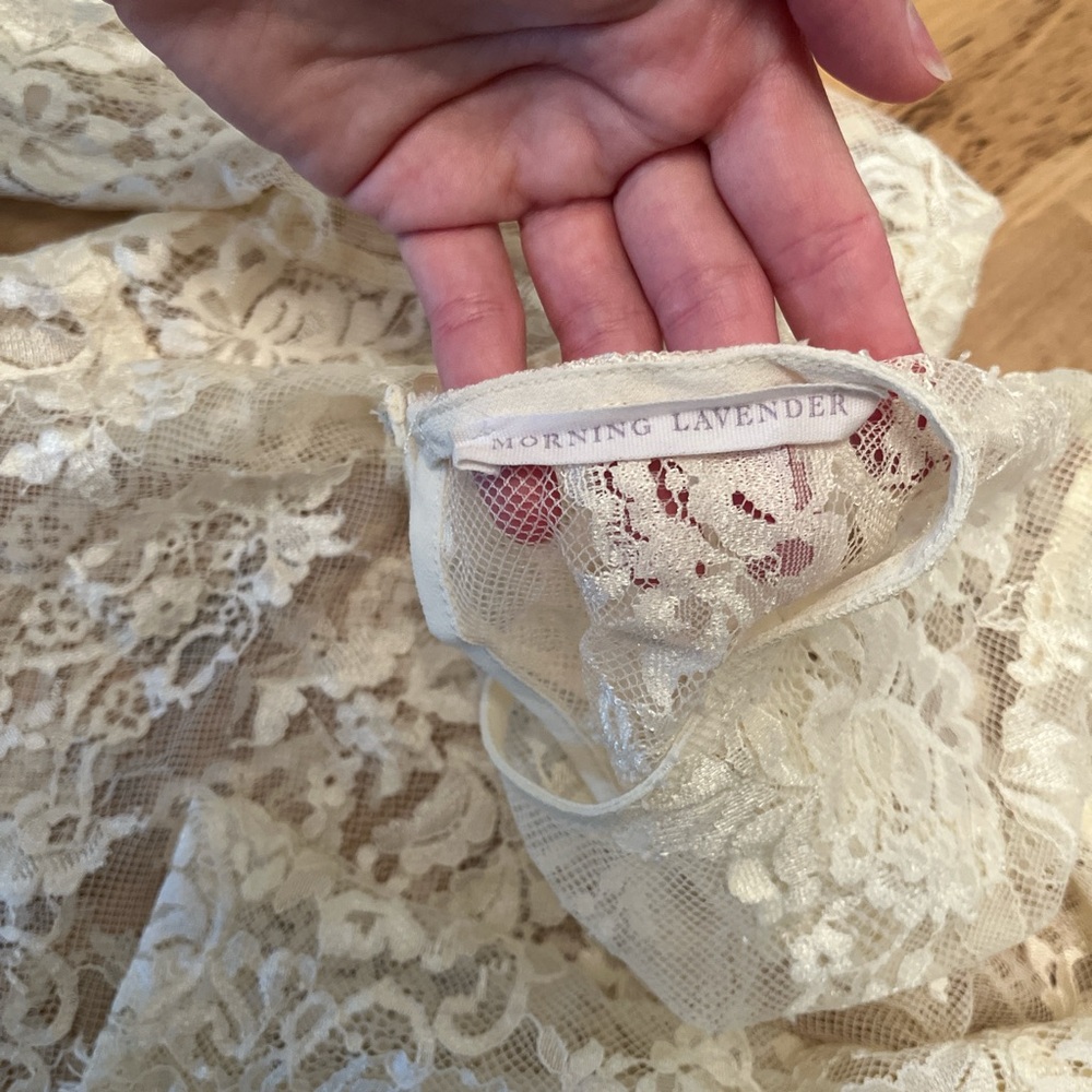 Vintage Lace Long Sleeve Blouse - Cream - Picture 3 of 3